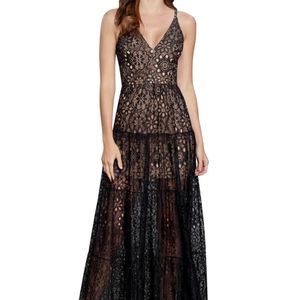 Dress For The Population Black lace Dress Sz Large New
